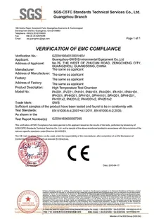 Cámara de alta temperatura 220 V (2 unidades incluidas) – Informe y certificación EMC