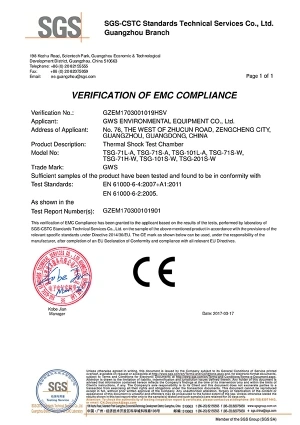 Cámara de pruebas de choque térmico – Certificación EMC